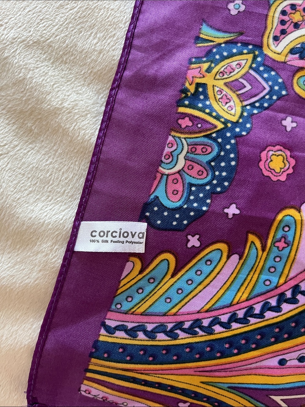 Purple Paisley Decorative silk scarf - Picture 6 of 6